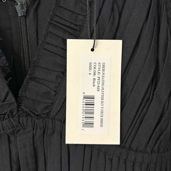 SEA New York Greer Pleated Flutter Sleeve Dress in Black - Picture 5 of 8